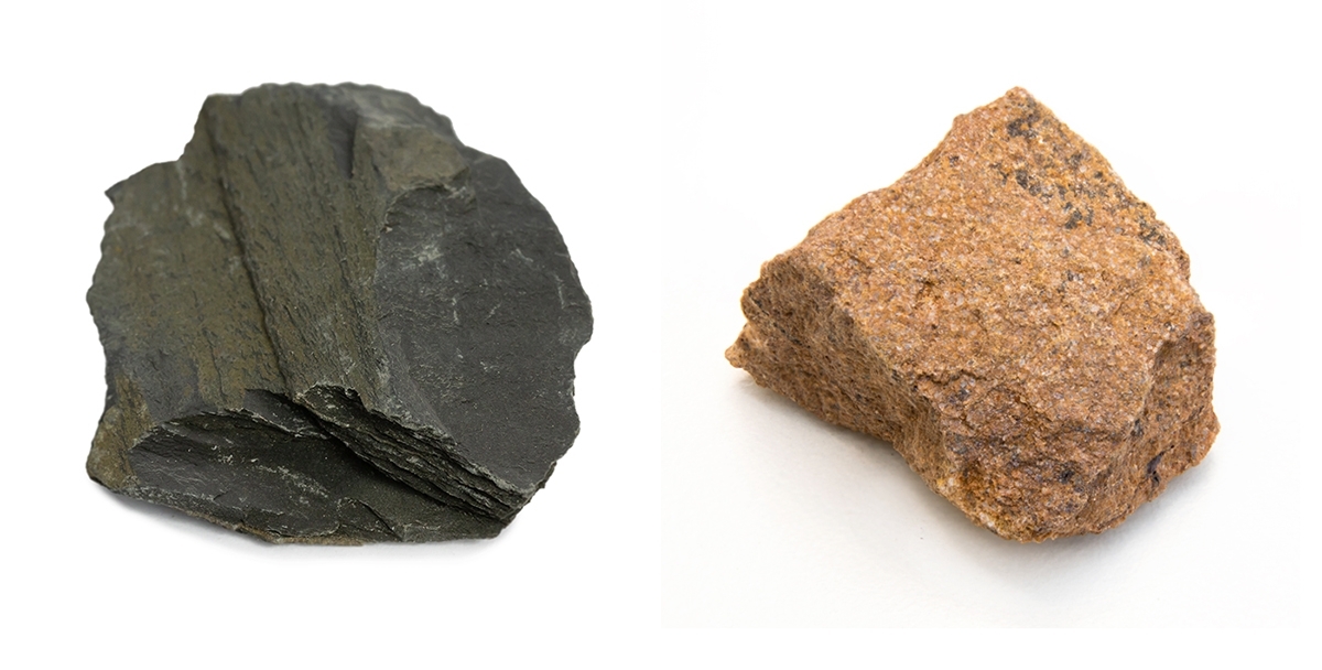 Figure 4. Shale, at left, and siltstone are relatively dense rock types that host much of the unconventional hydrocarbon reserves in northeast B.C.